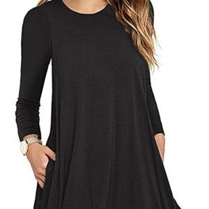 Long Sleeve Pocket Casual Loose T-Shirt Dress